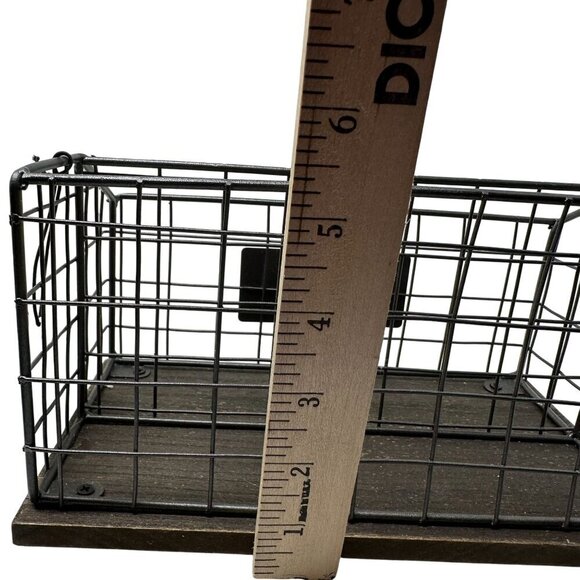 Rae Dunn LETTERS Wire Mail Basket Organizer Wood Base Farmhouse Office Decor - Picture 8 of 12